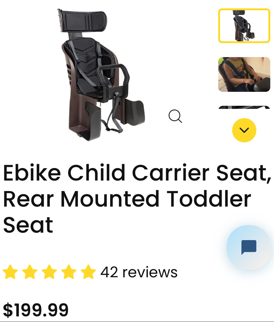 Ebike Child Carrier Seat, Rear Mounted Toddler Seat